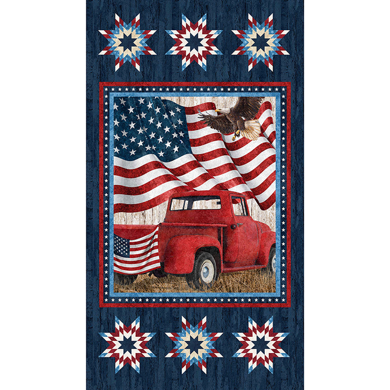 Stars and Stripes - Patriotic Red Truck Navy Multi Panel