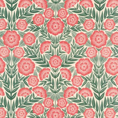 Flower Press - Floral Ecru Ginger Yardage