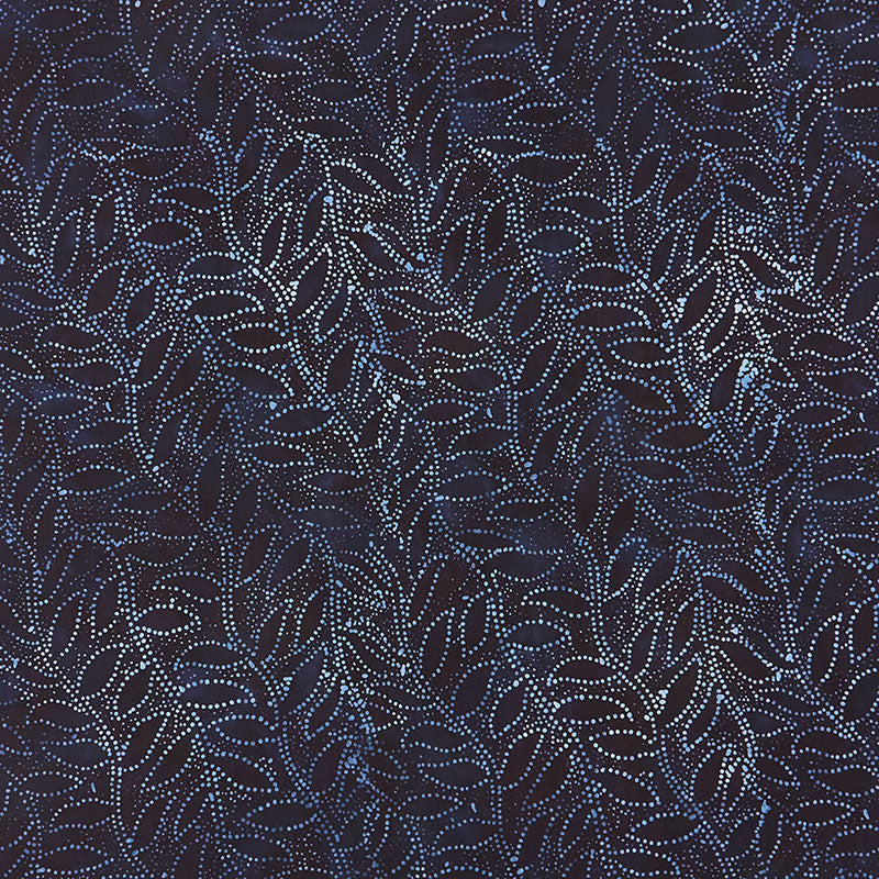 Artisan Batiks Kasuri Batik Quilt Fabric - Dotted Leaves in Navy