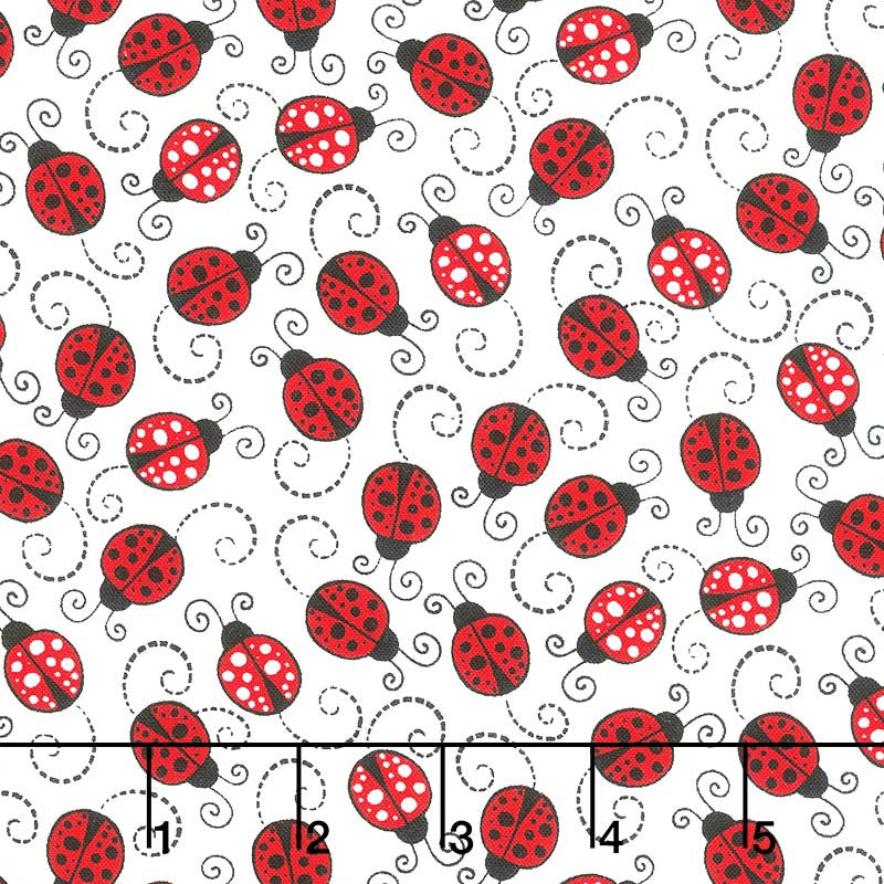 By 1/2 Yard OOP 2013 Ladybug Garden Pink Yellow Red Floral Riley Blake  Fabric