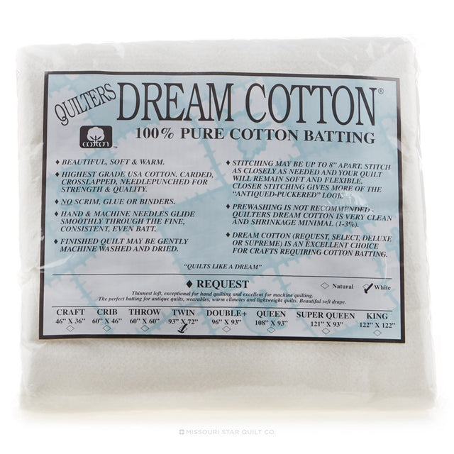 Quilter's Dream Cotton White Request Batting (108 x 93) Queen