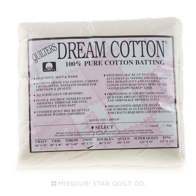 Quilters Dream Cotton 100% Pure Cotton Batting - Select Loft - Natural