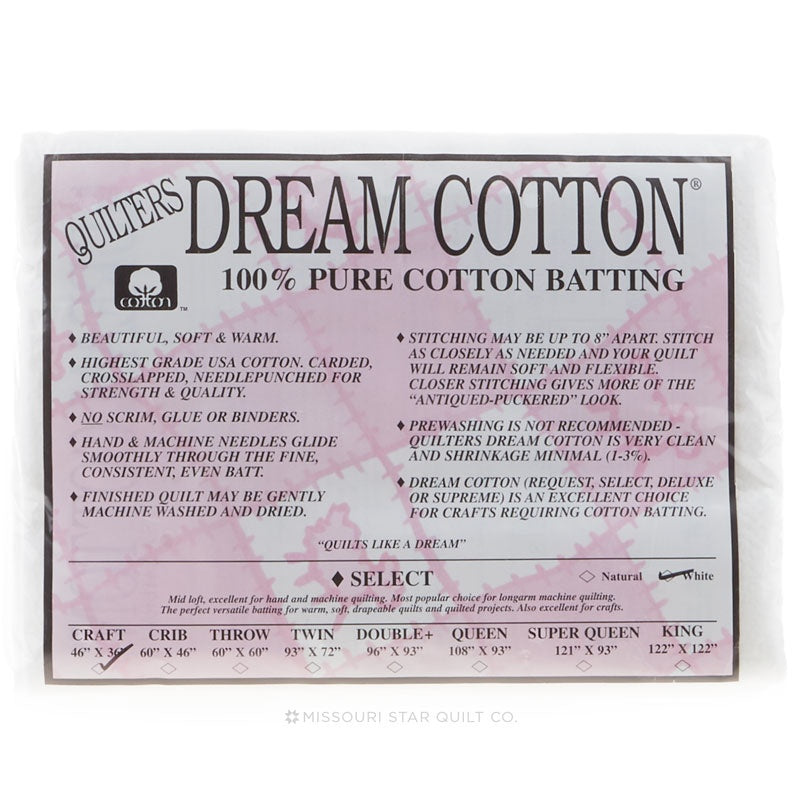 Quilters Dream Pure Cotton Deluxe Batting - Natural color