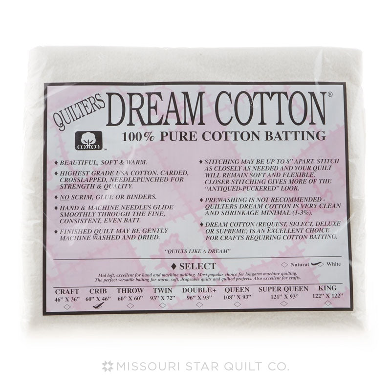 Quilters Dream Pure Cotton Deluxe Batting - Natural color