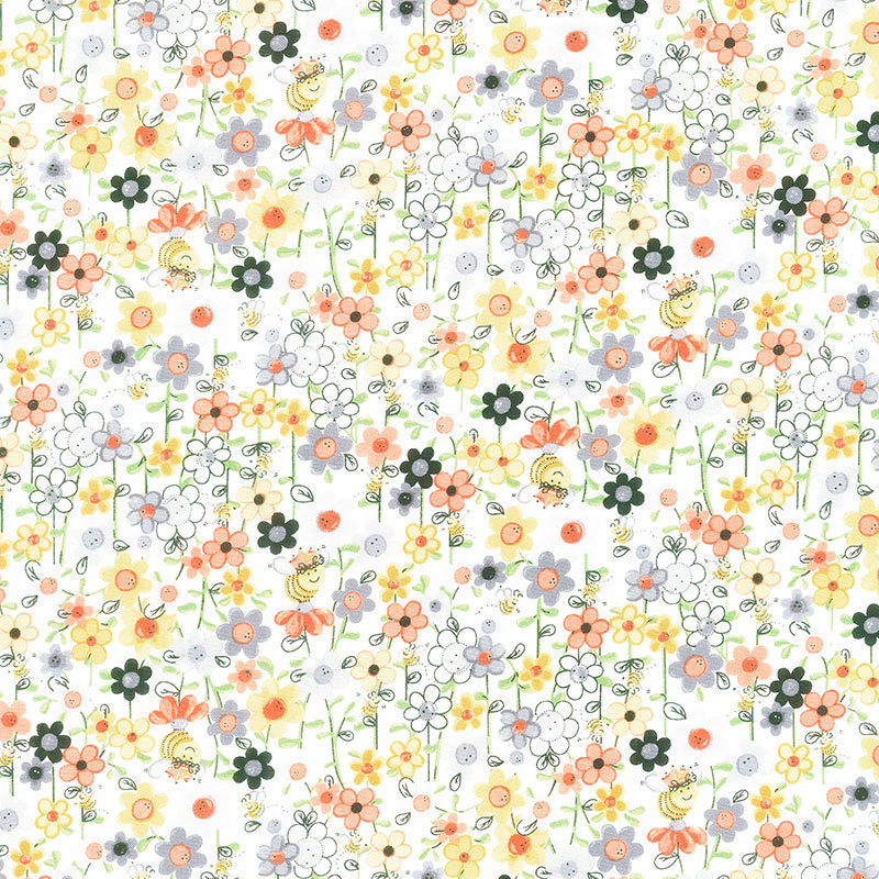 Sweet Bees Mini Floral and Bee Fabric by Susy Bleasby - Susybee