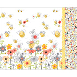 Cotton Bee Words Animals Flowers Floral Nature Bee Happy Busy Bee Sweet  Bees White Cotton Fabric Print by the Yard (SB20362-100WHITE)